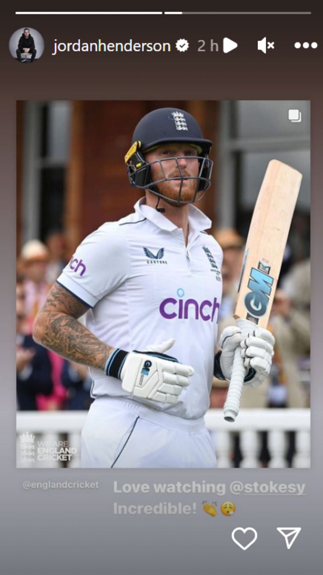 Liverpool captain Jordan Henderson hailed Ben Stokes